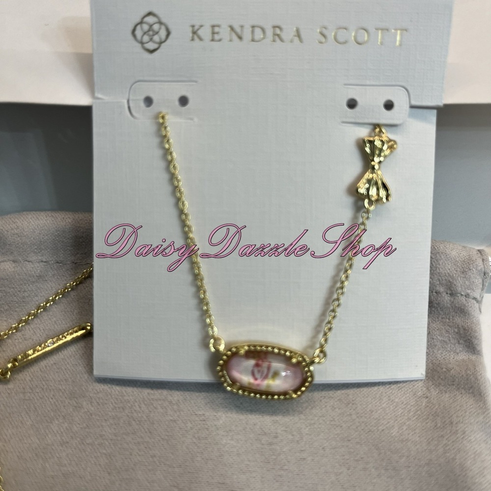 Kendra Scott LoveShackFancy Gold Elisa Marie Pink Blooming Heirloom Necklace